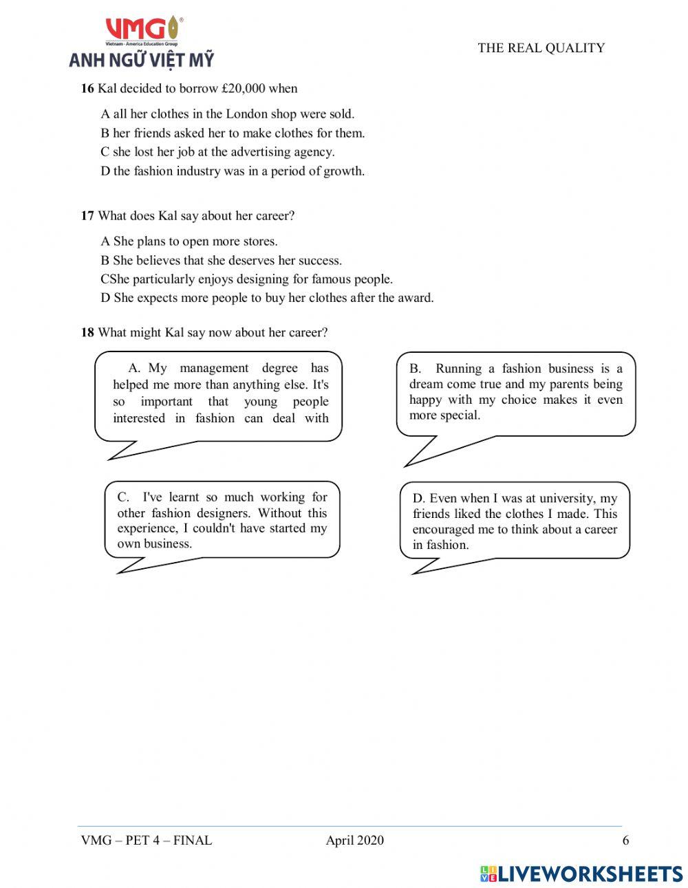 Uzbekistan Pet 4 - Final - Reading