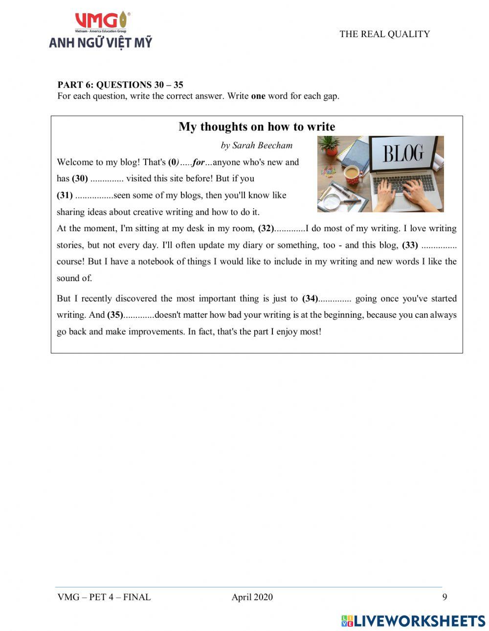 Uzbekistan Pet 4 - Final - Reading