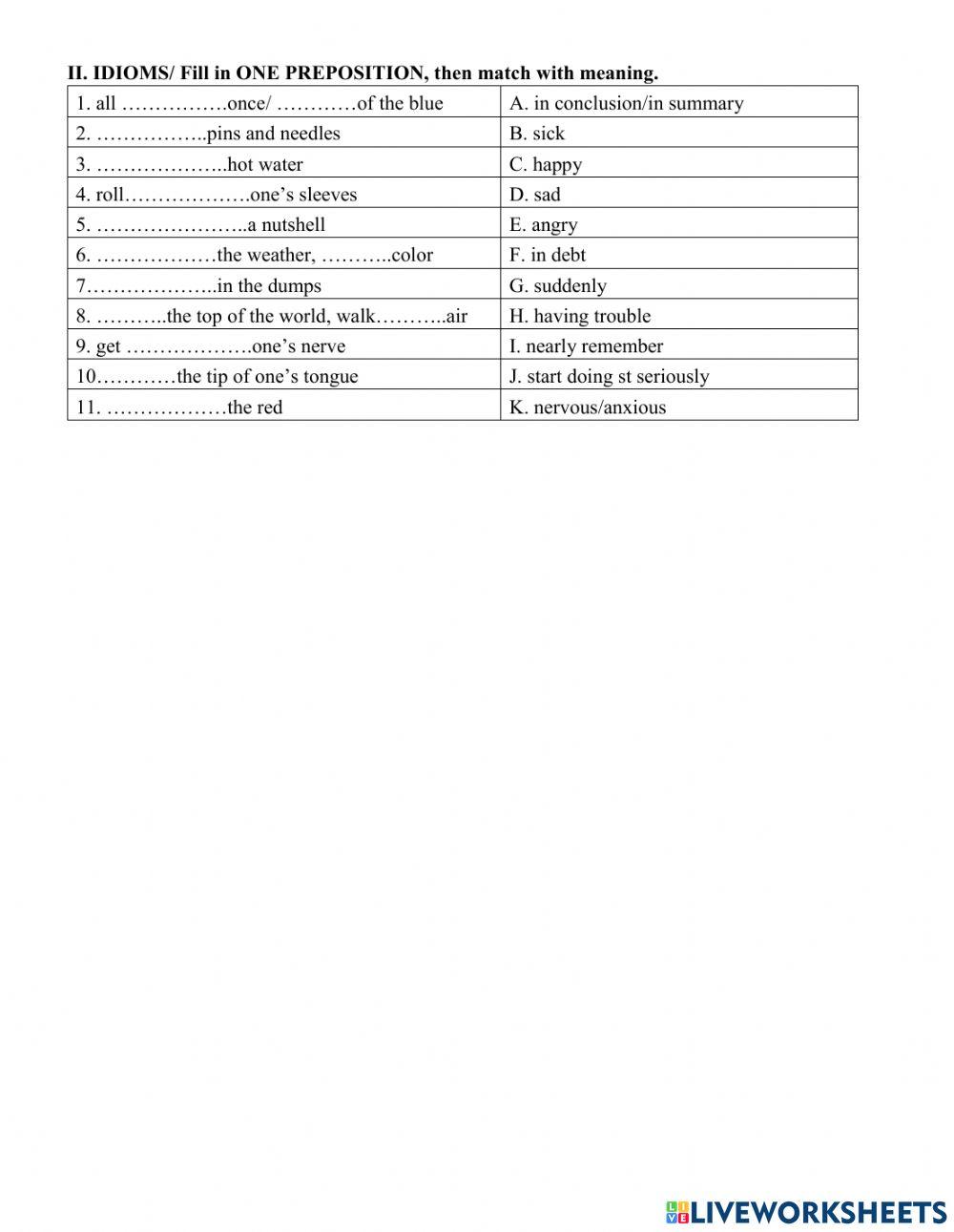 12- Phrasal Verbs + idioms review