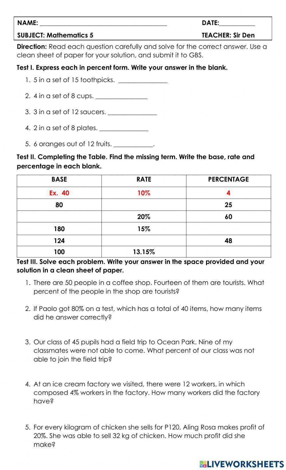 1792676 | Percentage | Sir_DEN | LiveWorksheets