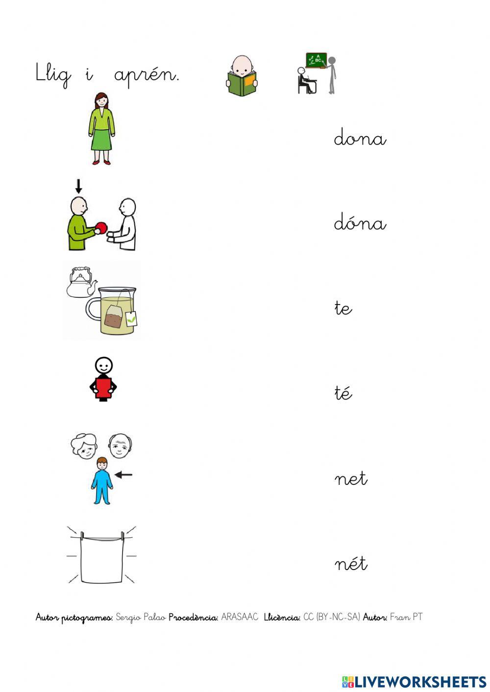 Paraules amb accent diacrític.