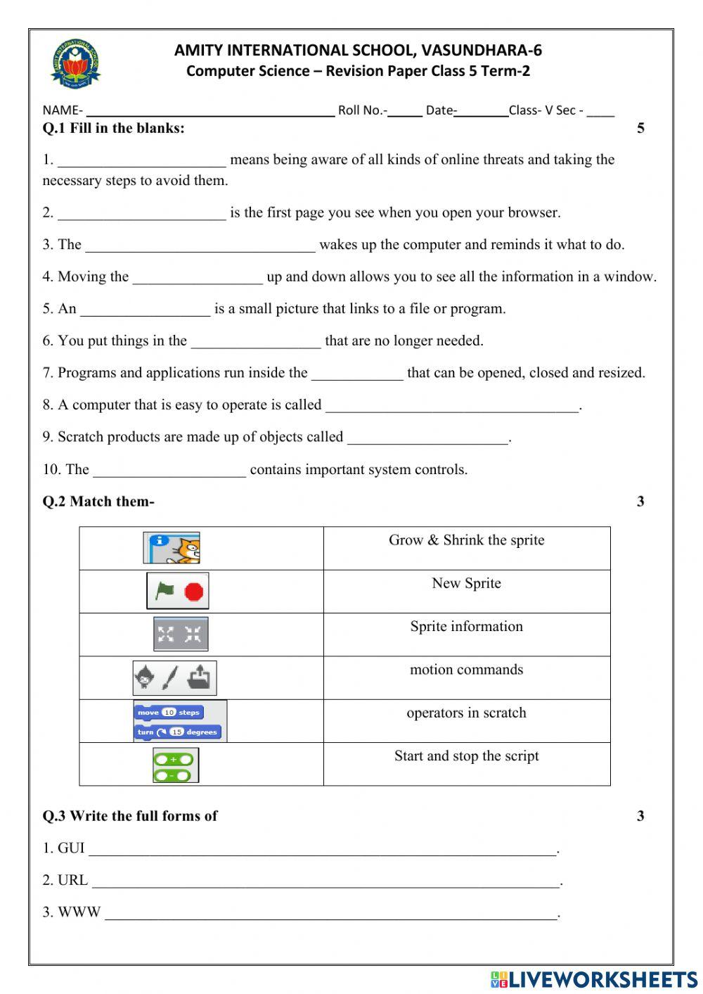 Computer Class 5 Revision Paper Term 2 2673937