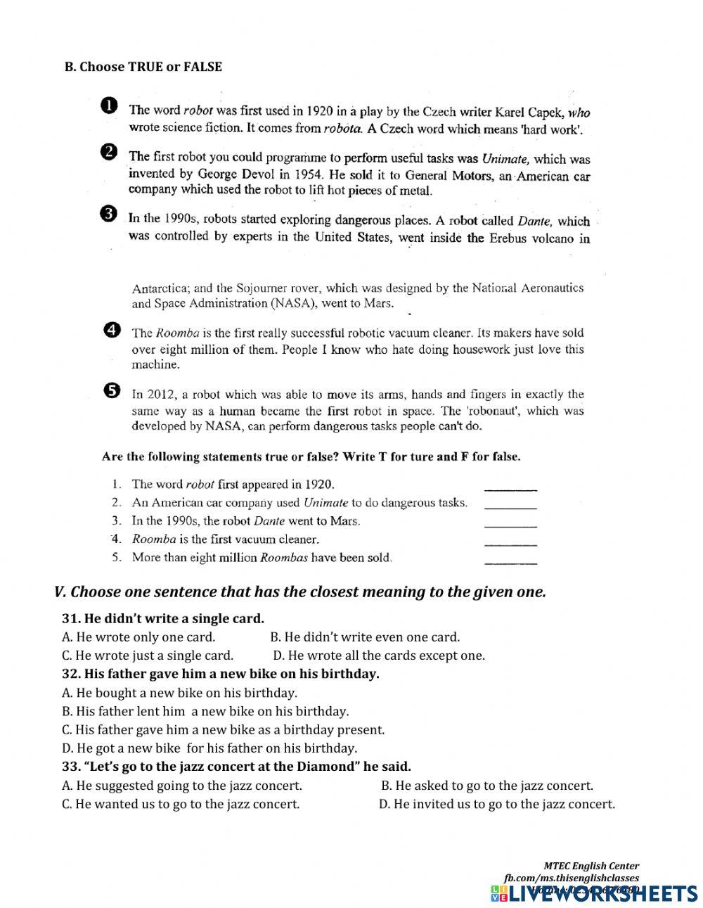 Grammar - practice test no 3