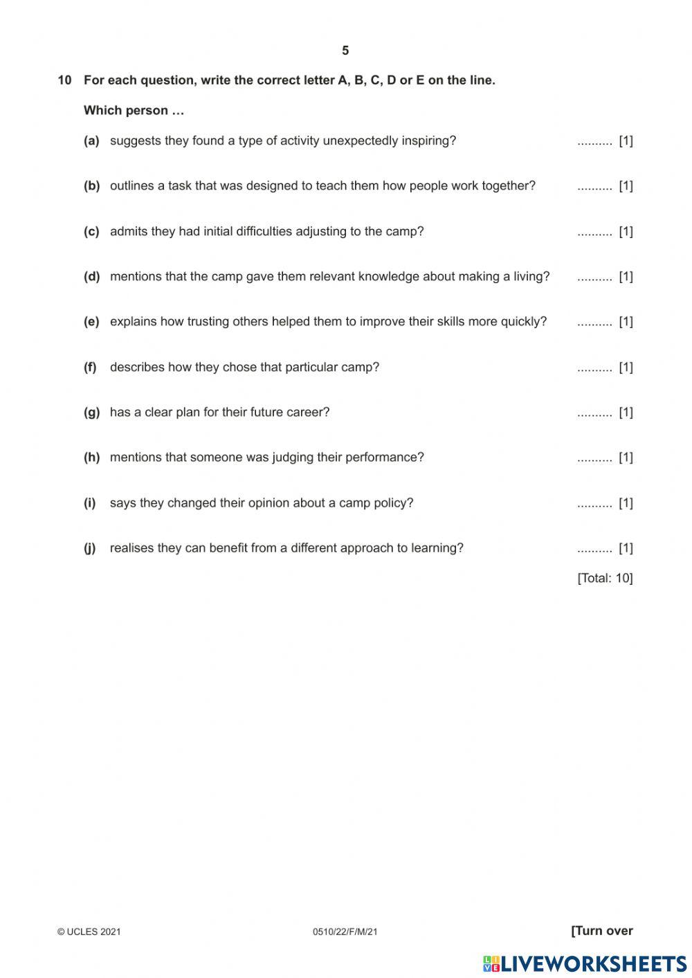 grades 9 and 10 practice reading 1