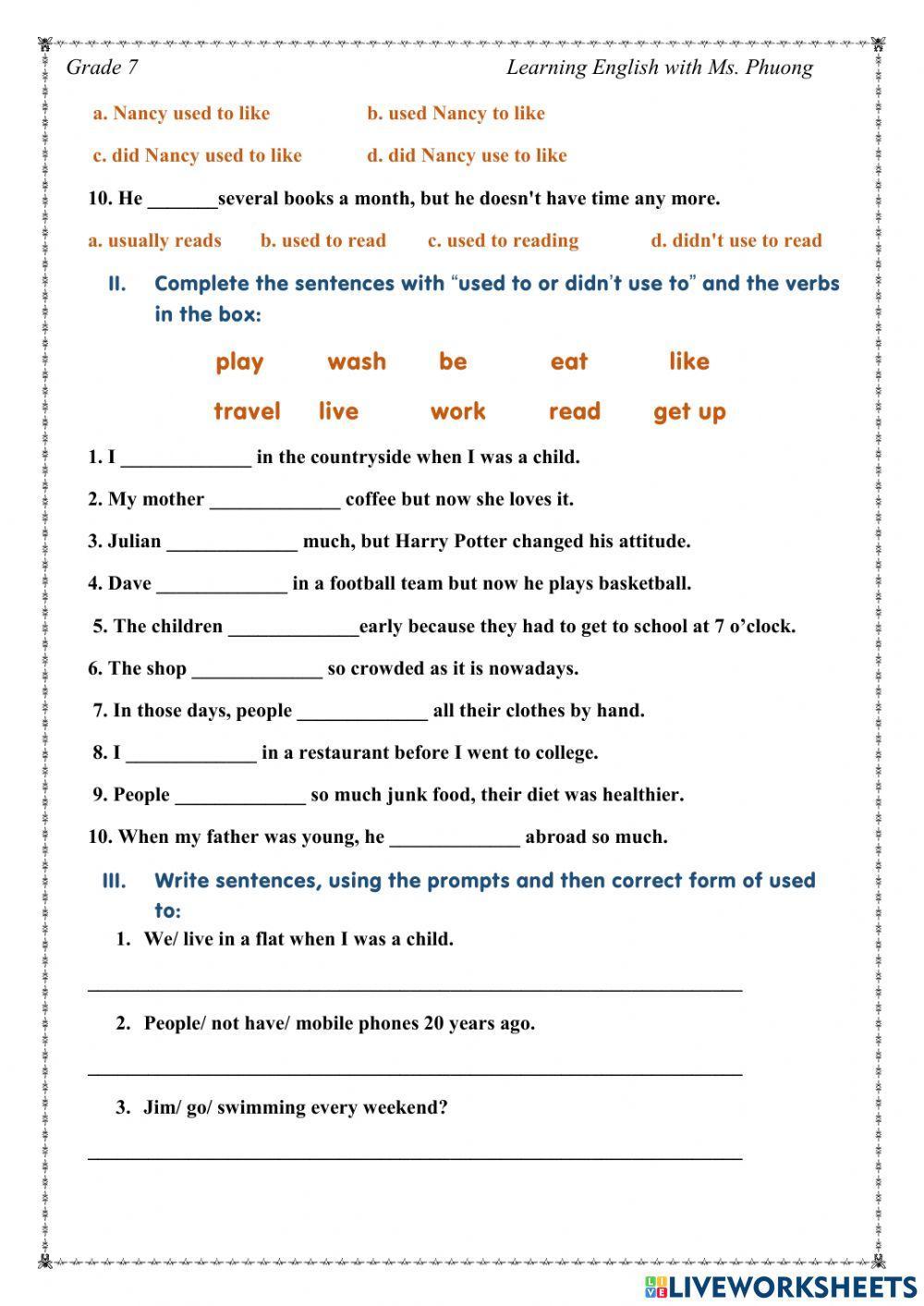 English 7  - Unit 7 - Grammar - Part 2