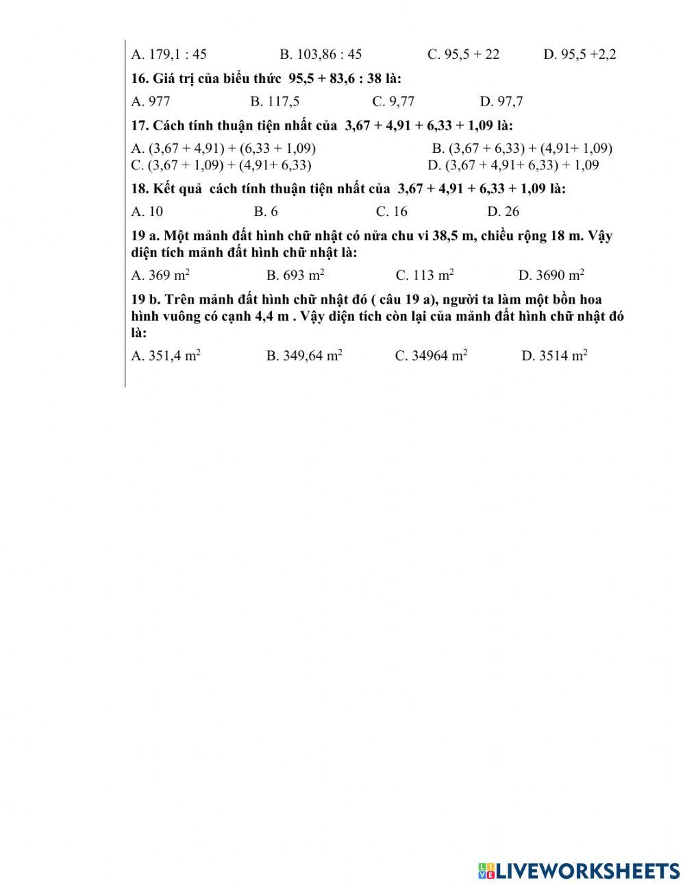 Bai tap Toán ôn CK1