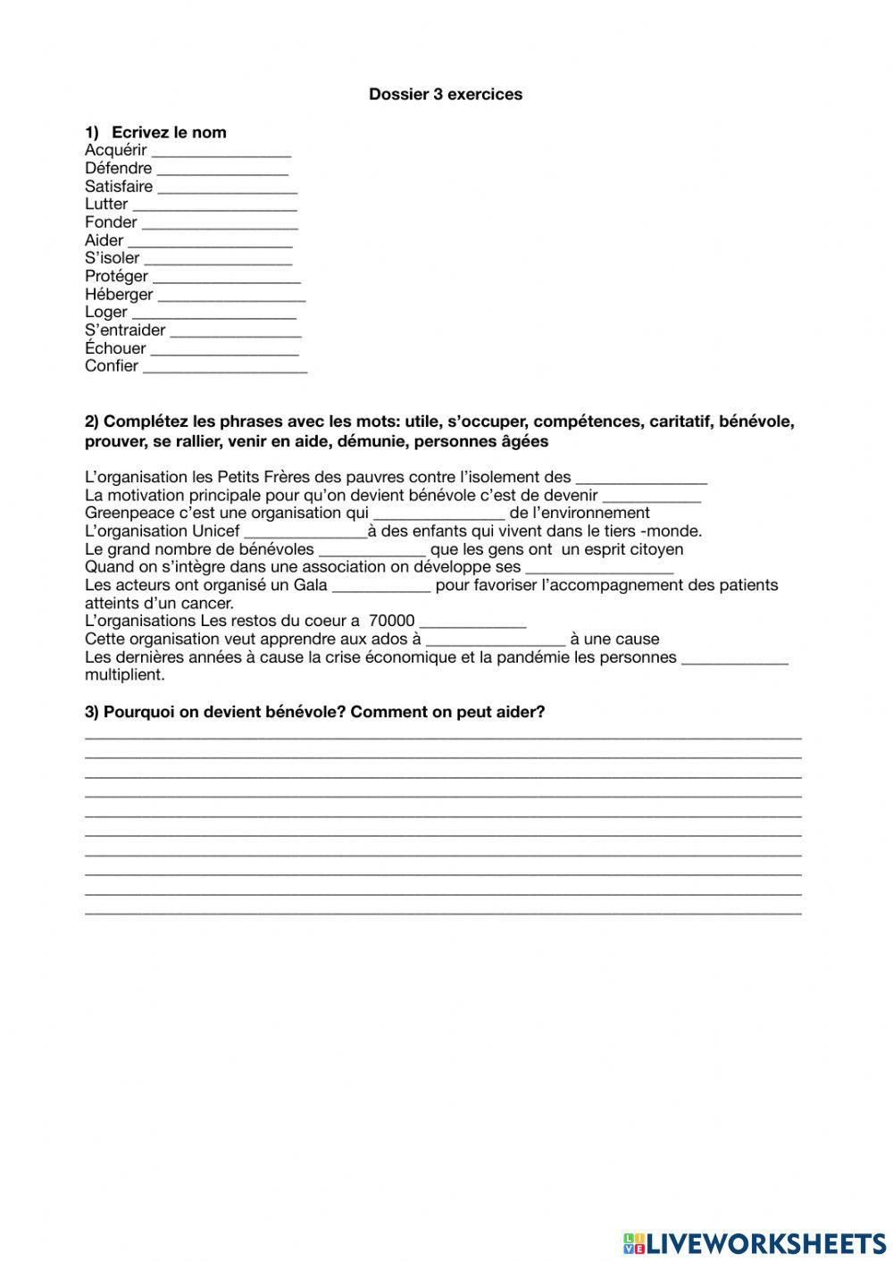 Parcours B1 dossier 3 le bénévolat