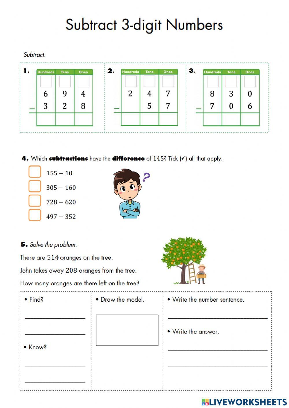 G2 t3 w2 Subtraction 3 digit G2 t3 w2 Subtraction 3 digit