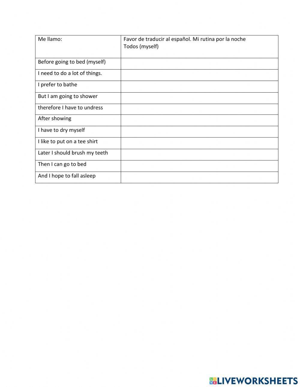 Verbos reflexivos con frases de maestría -2