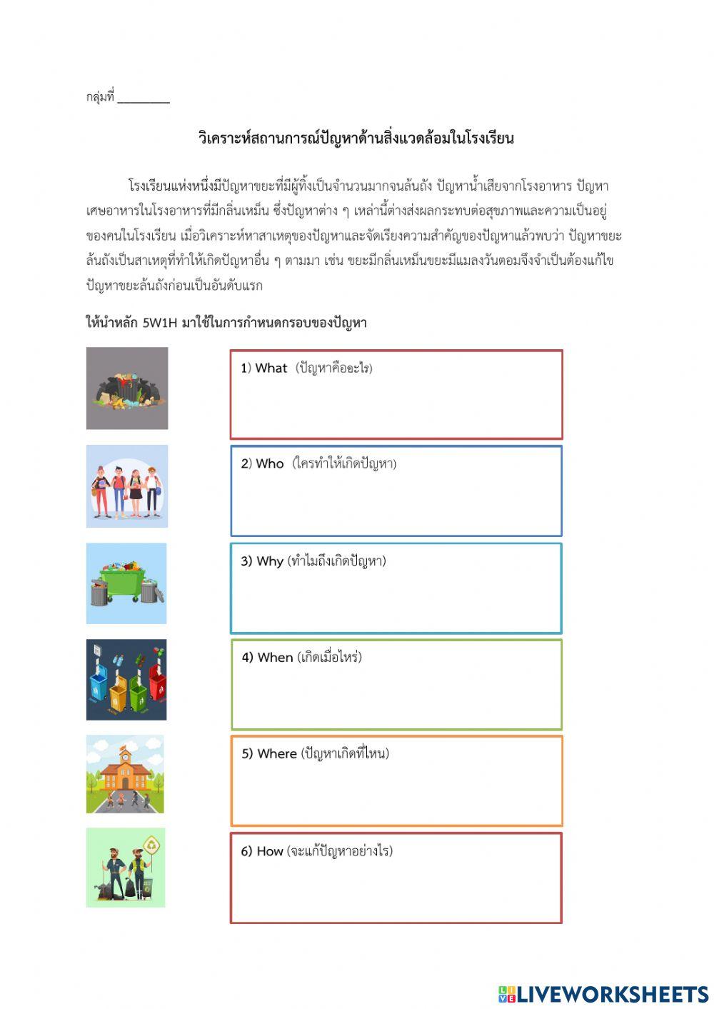 วิเคราะห์สถานการณ์ปัญหาด้านสิ่งแวดล้อมในโรงเรียน
