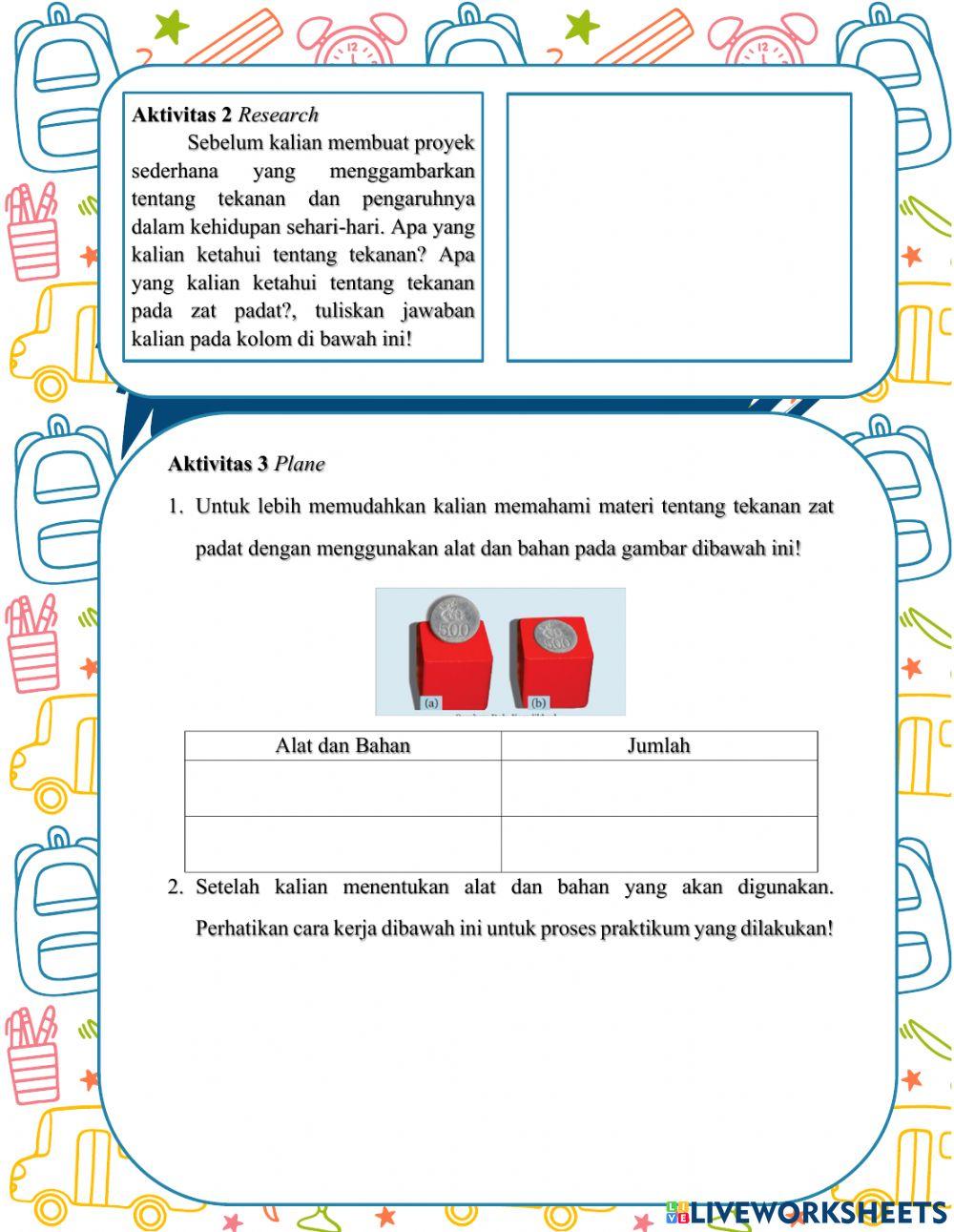 LKPD Praktikum Tekanan pada Zat Padat Kelas VIII