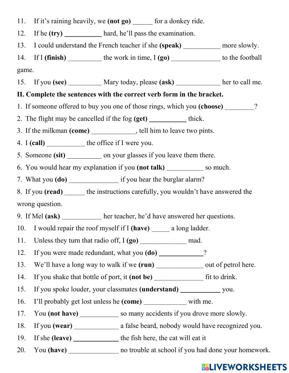 Unit 7.1 - Conditional sentences