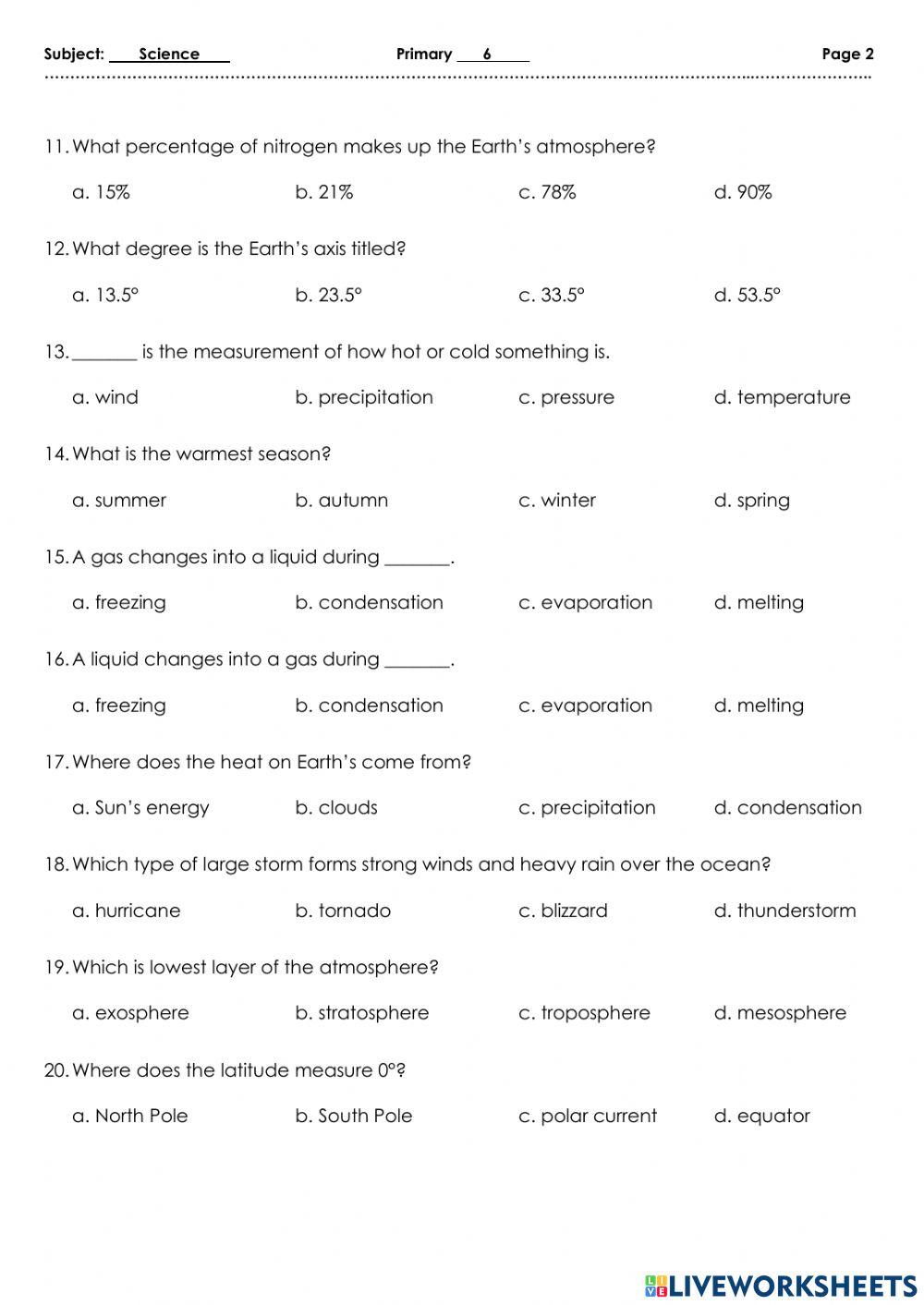 Midterm Exam - S2 -Primary 6