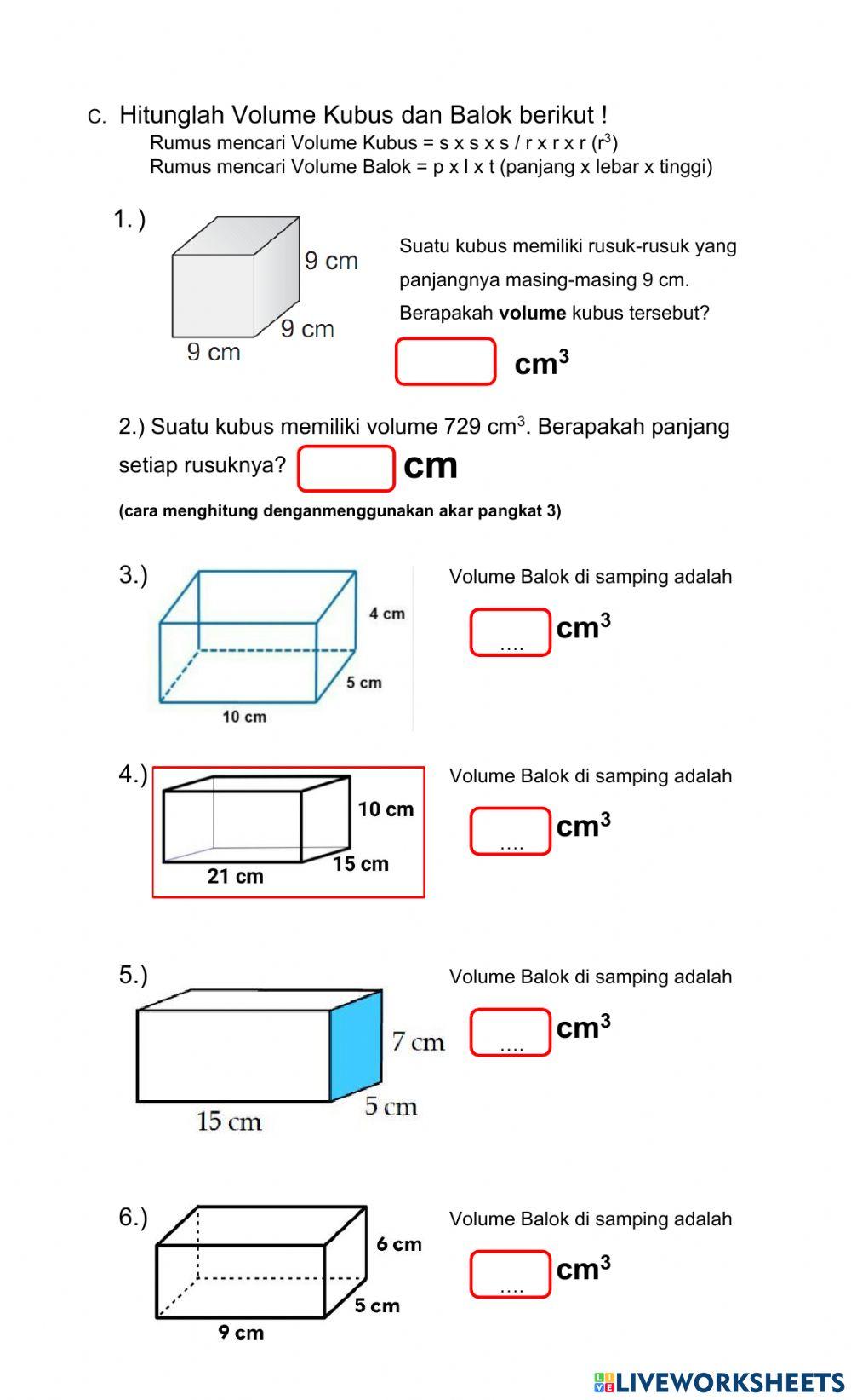 Akar Pangkat 3 Volume Kubus dan Balok