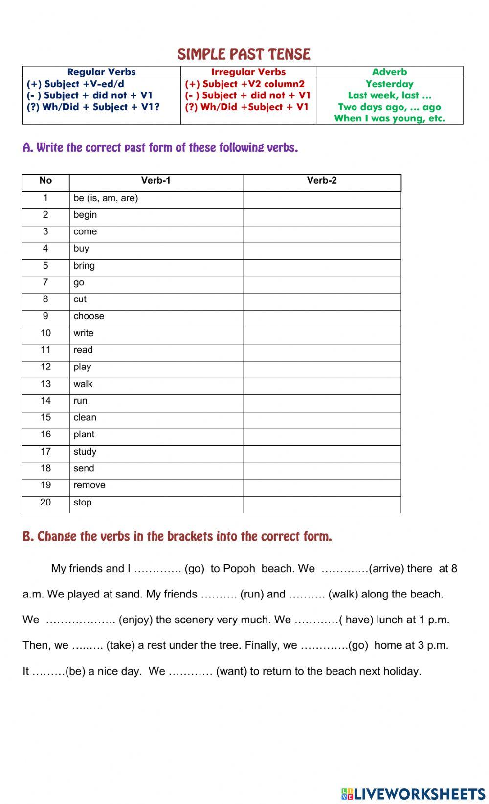 Simple past tense in recount text