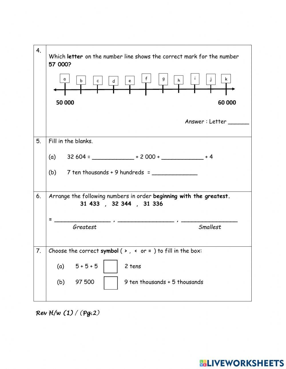  Y4 Maths Revision H-w (1)