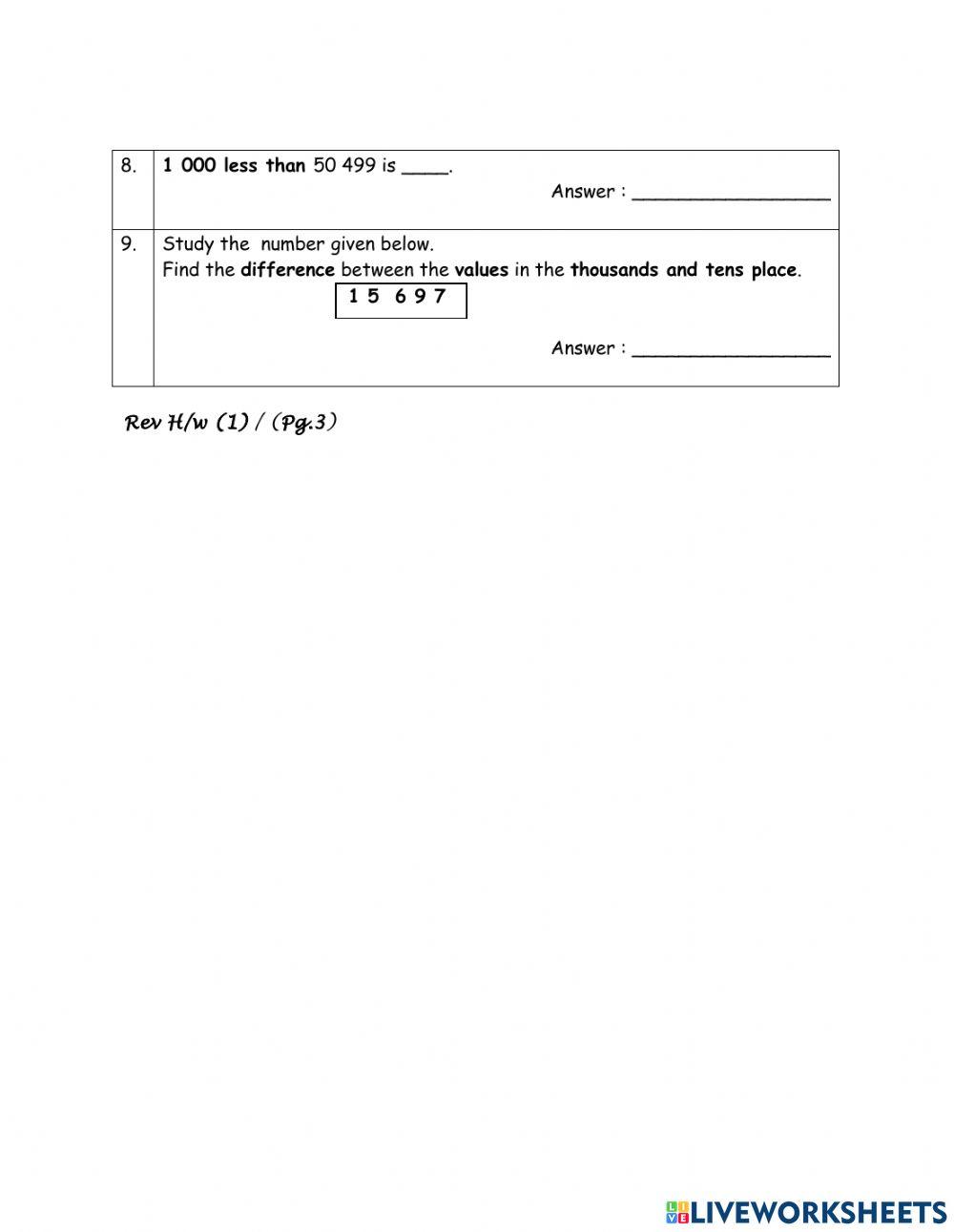  Y4 Maths Revision H-w (1)