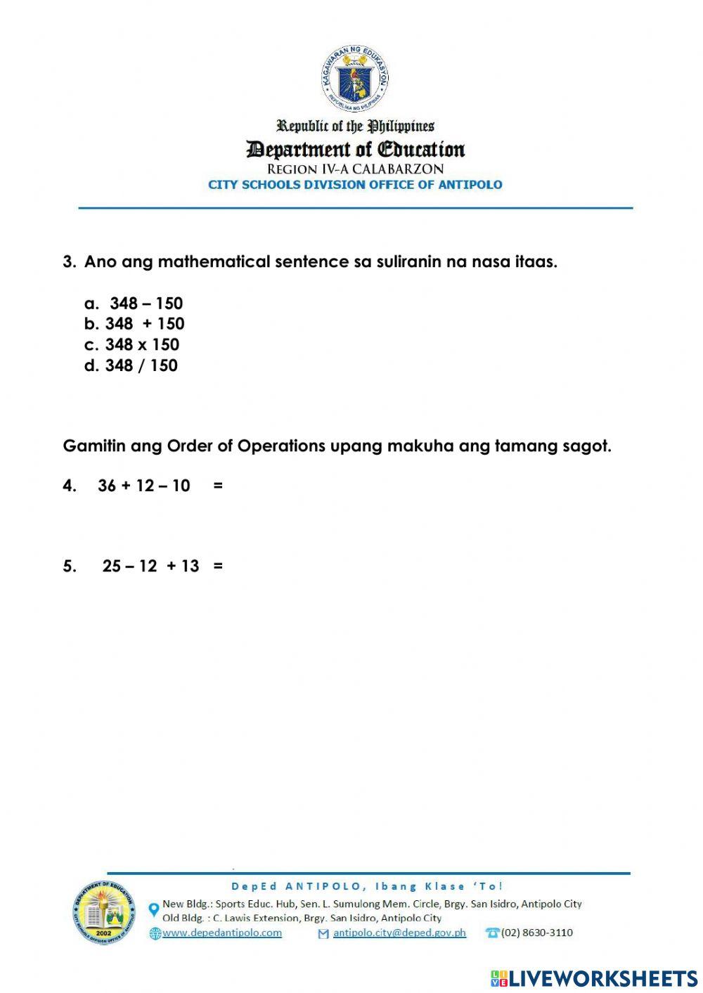 Summative Test in Math 2- Q2- week 3-4