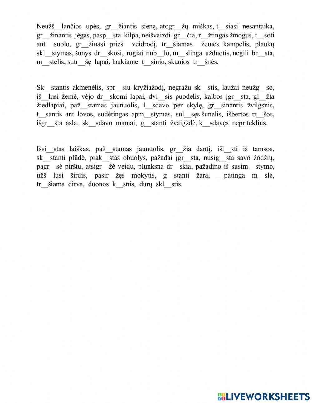 nosinių raidžių kartojimas