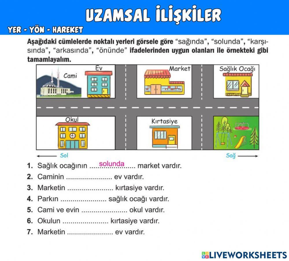 Uzamsal İlişkiler  Yer Yön ve Hareket