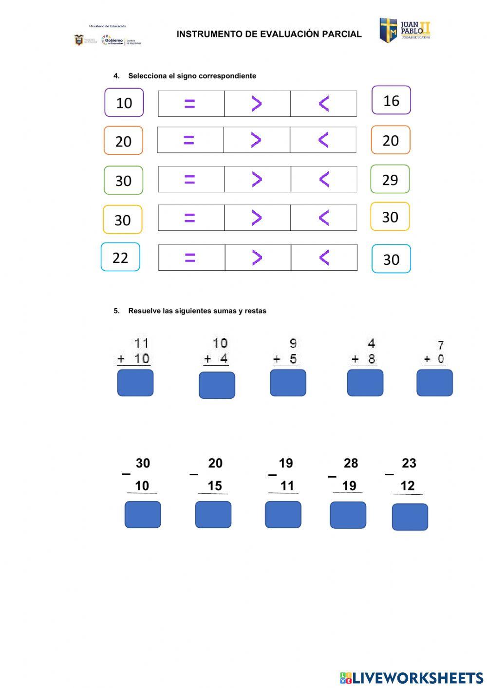 Evaluación de Matemáticas