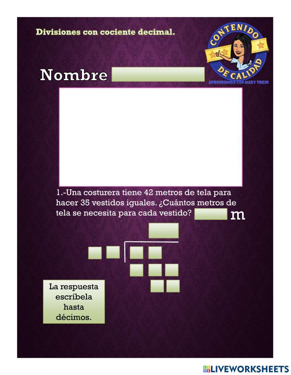 Divisiones con cociente decimal