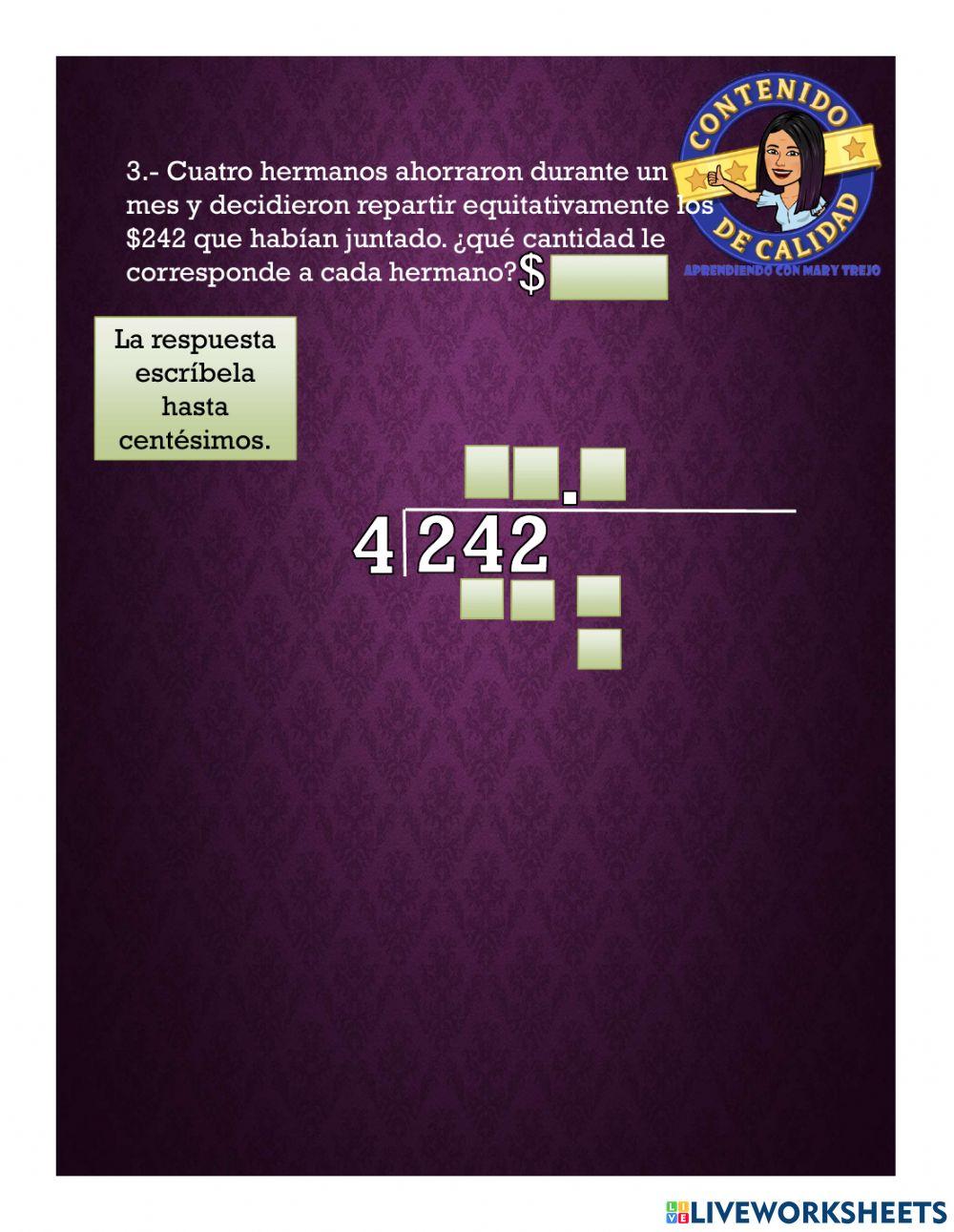 Divisiones con cociente decimal