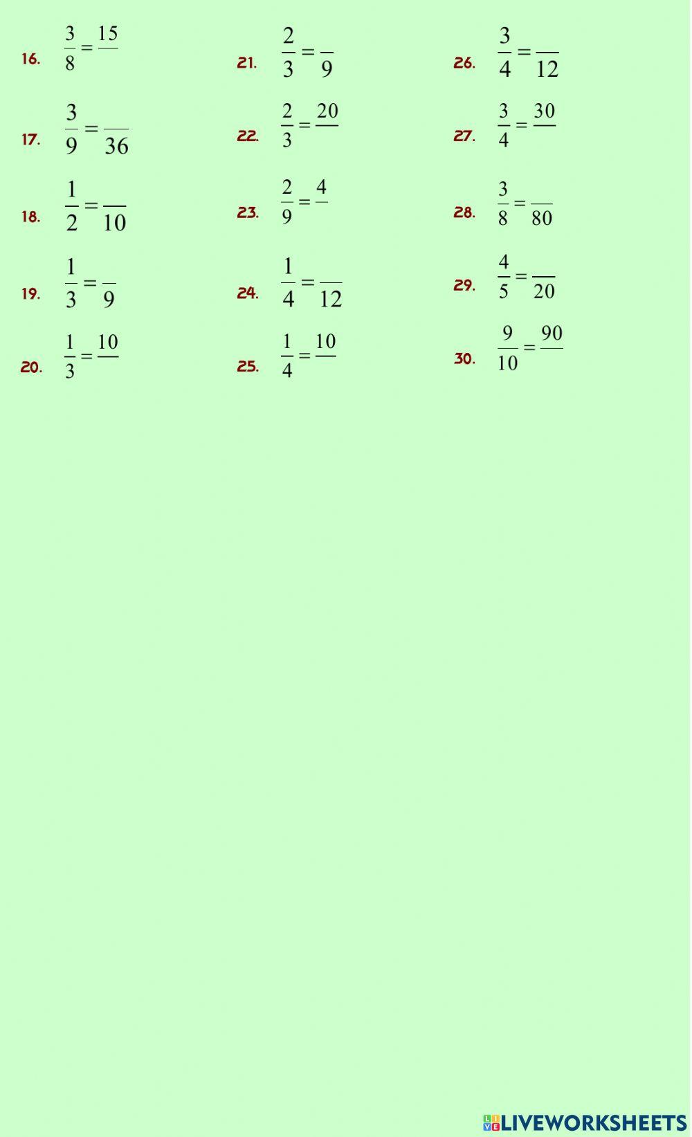 Equivalent Fractions
