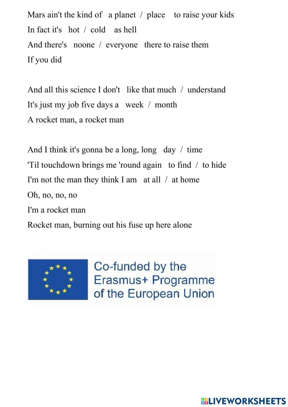 Rocket man - song, Erasmus UBS