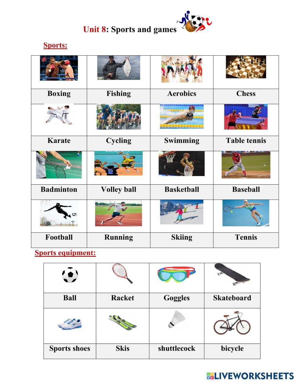 English 6 - vocab unit 8 sports and games