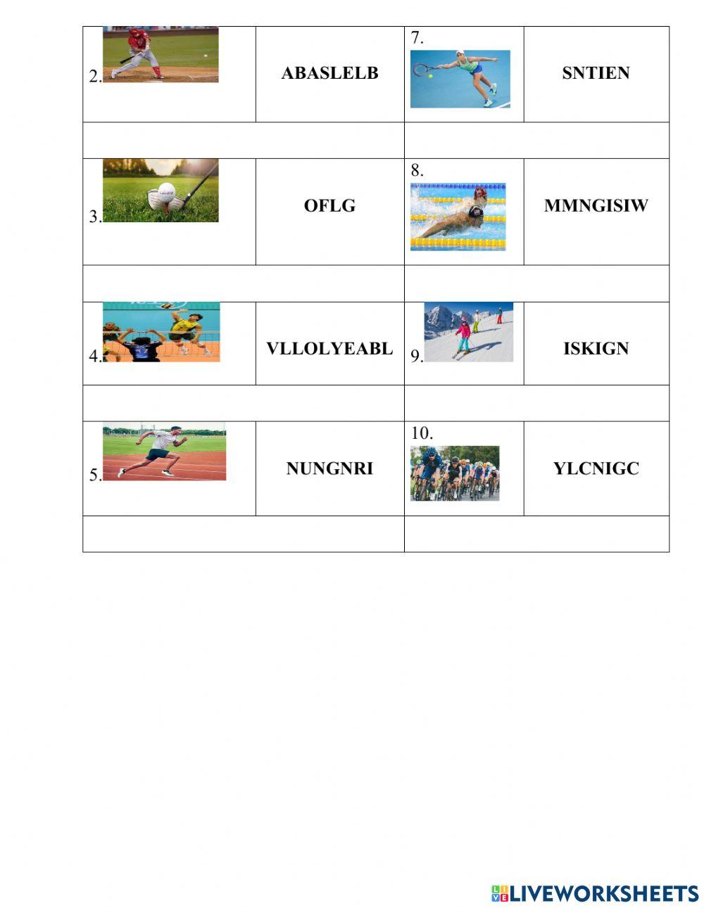 English 6 - vocab unit 8 sports and games