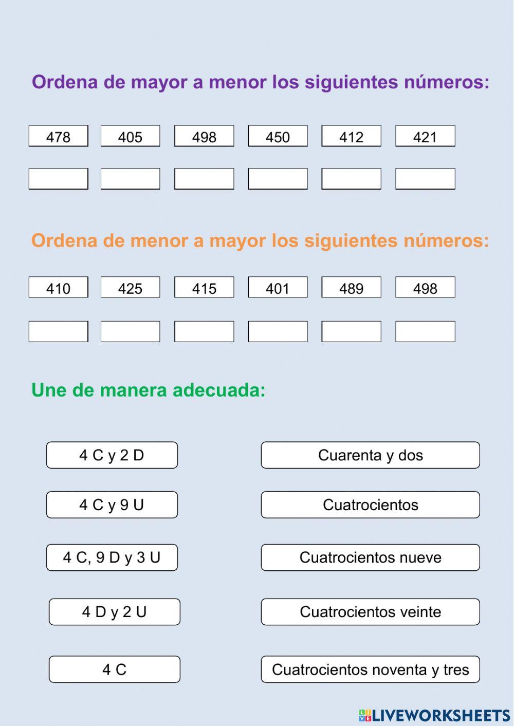 Numeración Free Interactive Worksheets 1793987