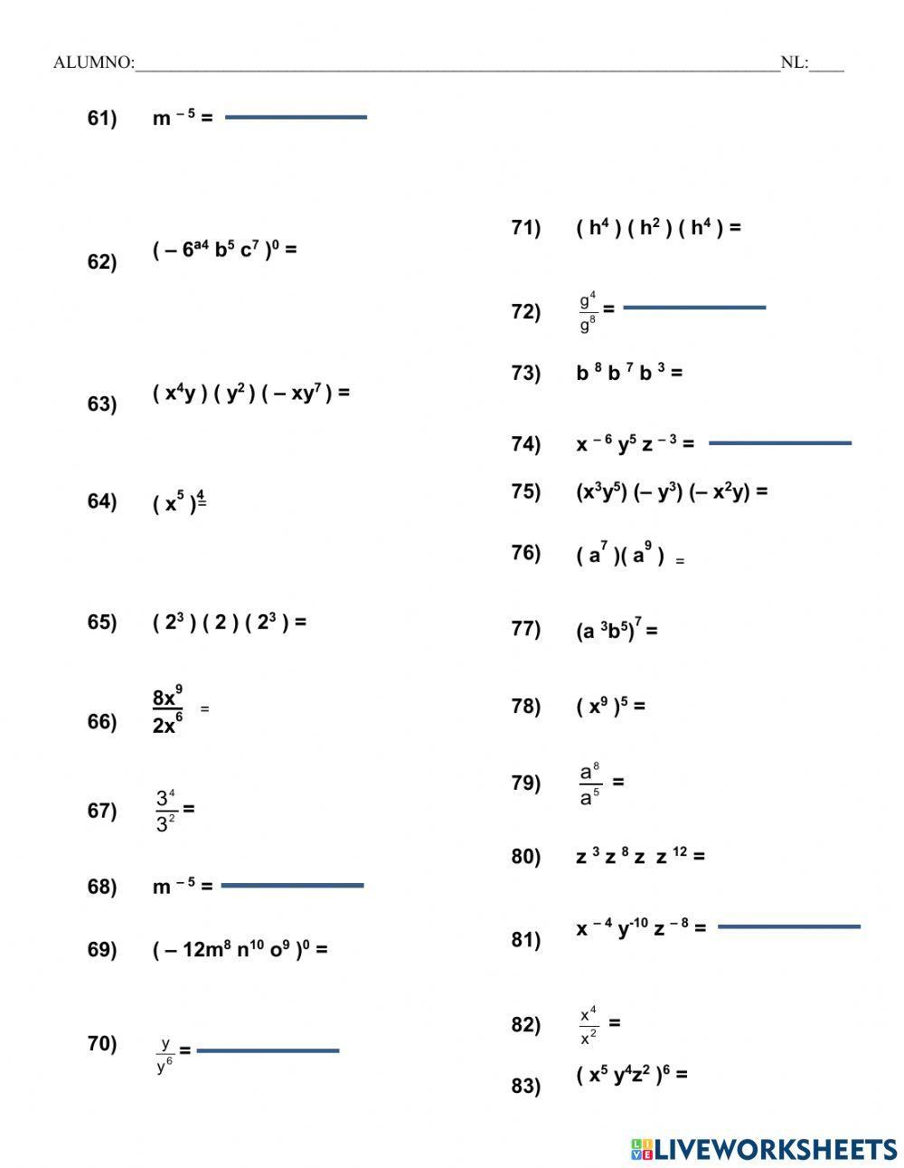 Leyes de los exponentes