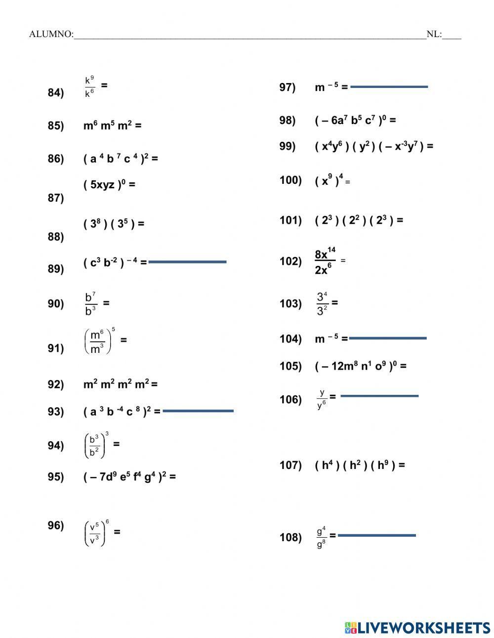 Leyes de los exponentes