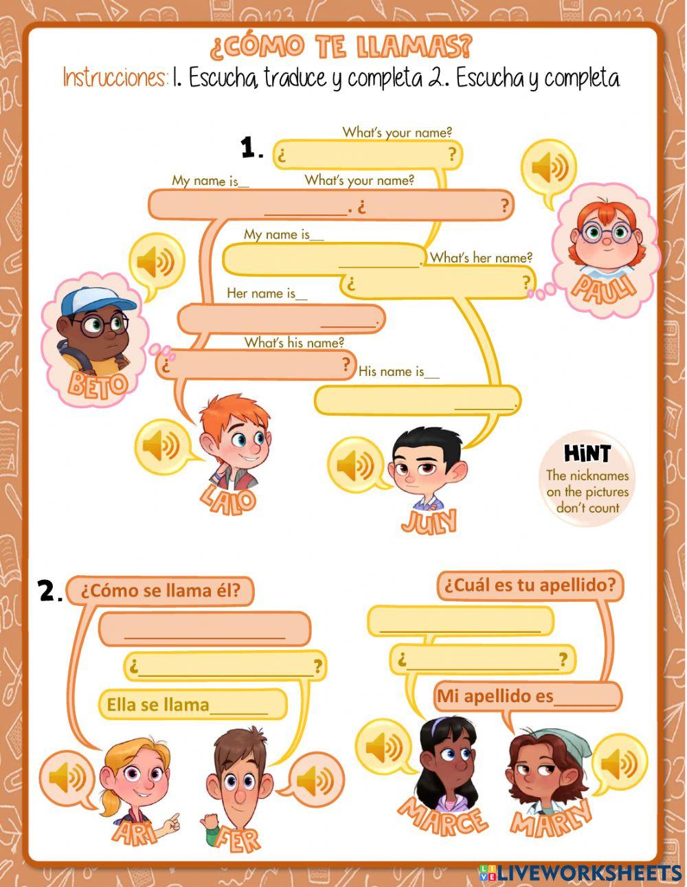 1794213 ¿Cómo te llamas? Tammy LiveWorksheets