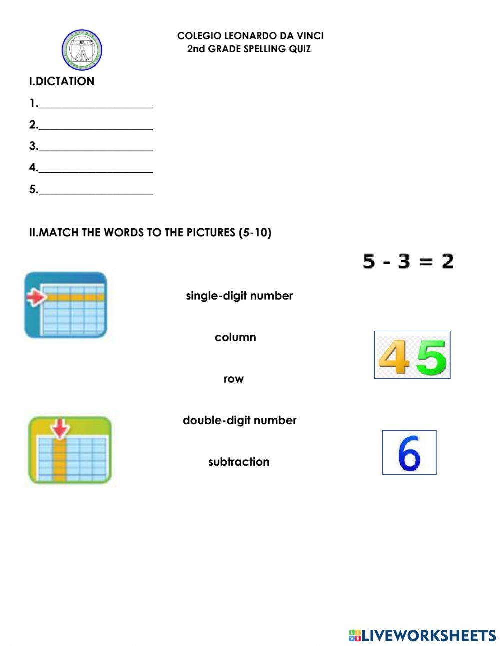 2nd grade Spelling worksheet | Live Worksheets