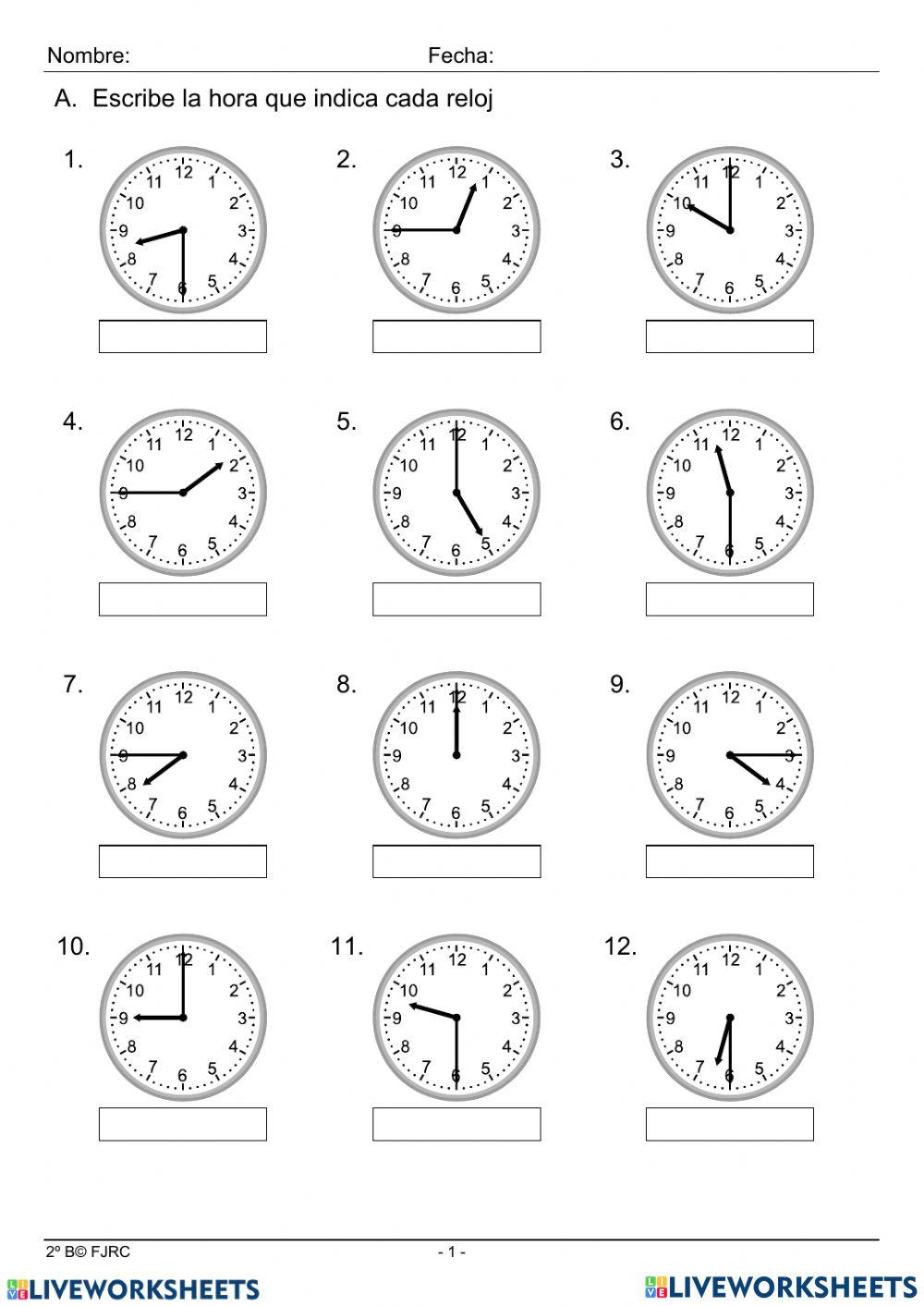 ¿Qué hora es? interactive activity for 4to E.G.B Live Worksheets