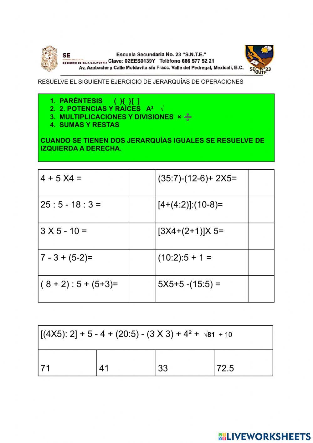 Jerarquia de operaciones