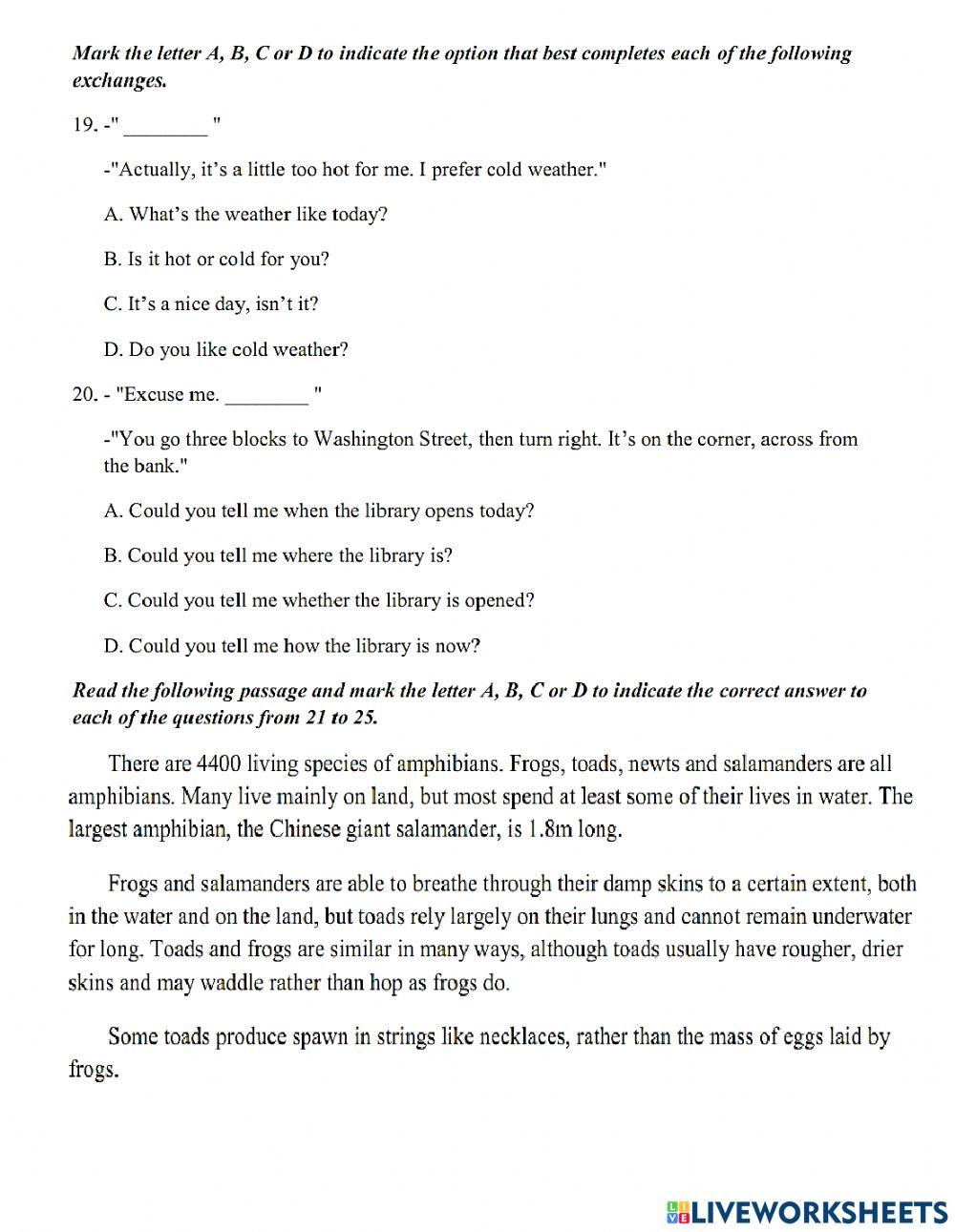 Thi lop 10 - PRACTICE TEST 14