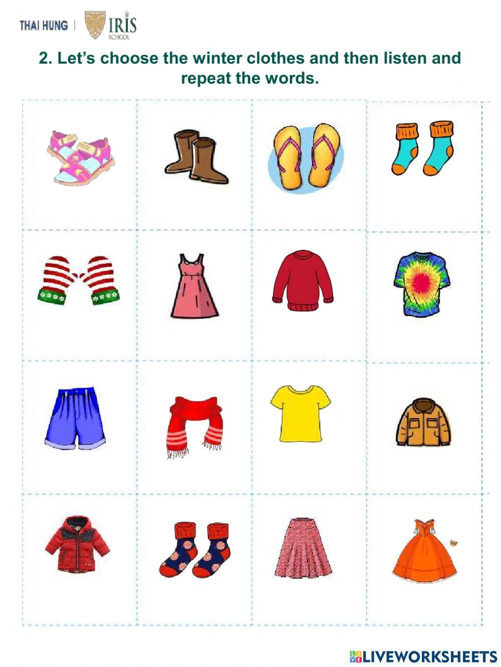 Sunny-Worksheet about Winter Clothes