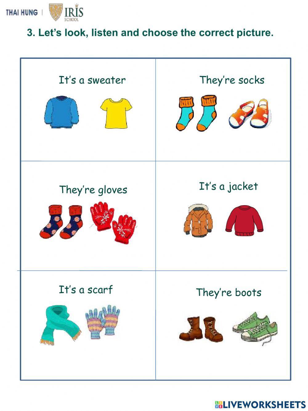 Moon-Worksheet about Winter Clothes