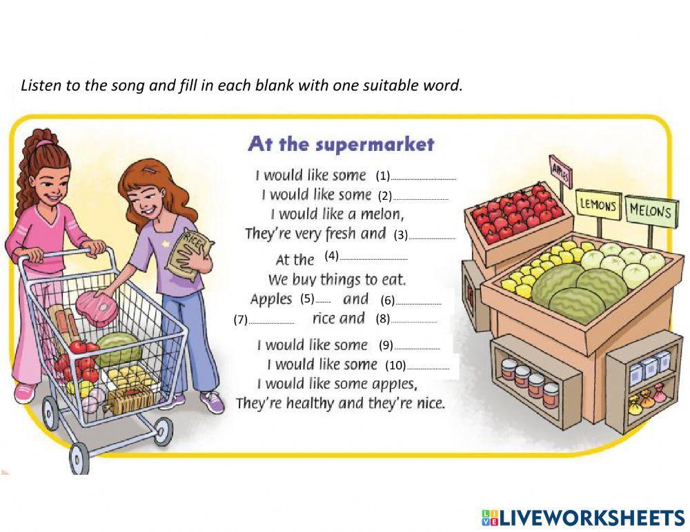 Listen to the song and fill in each blank with one suitable word.