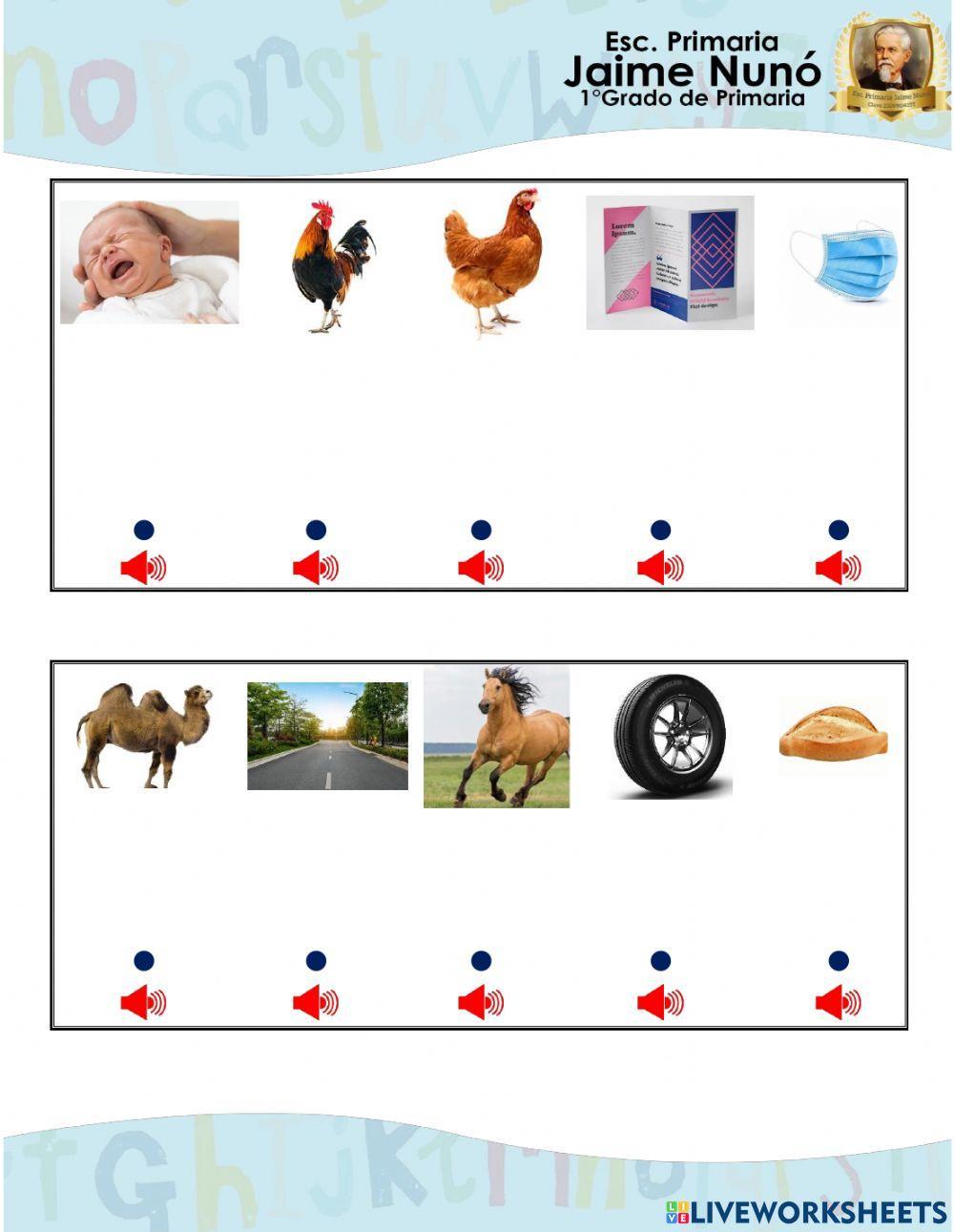 Escucha y une el audio con la imagen Letra Ll