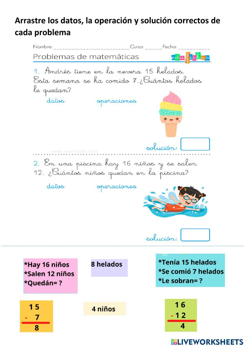 Problemas de resta para niños