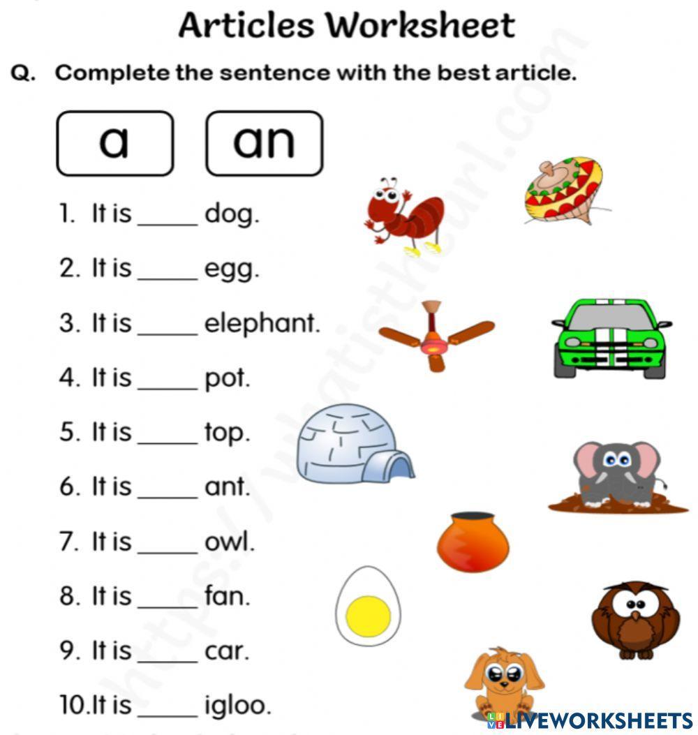 A and an worksheet