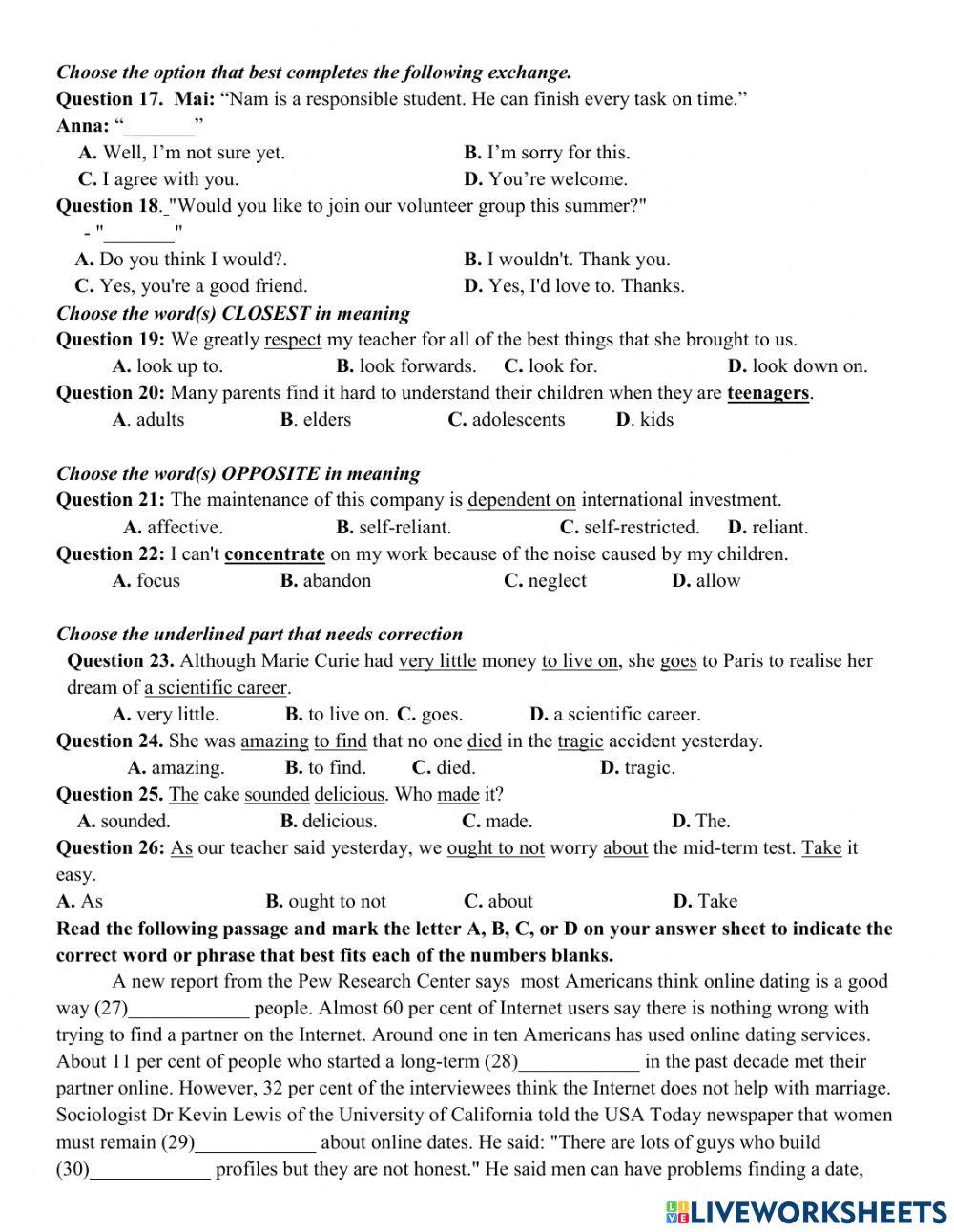 Tét 4 on hk1 lop 11