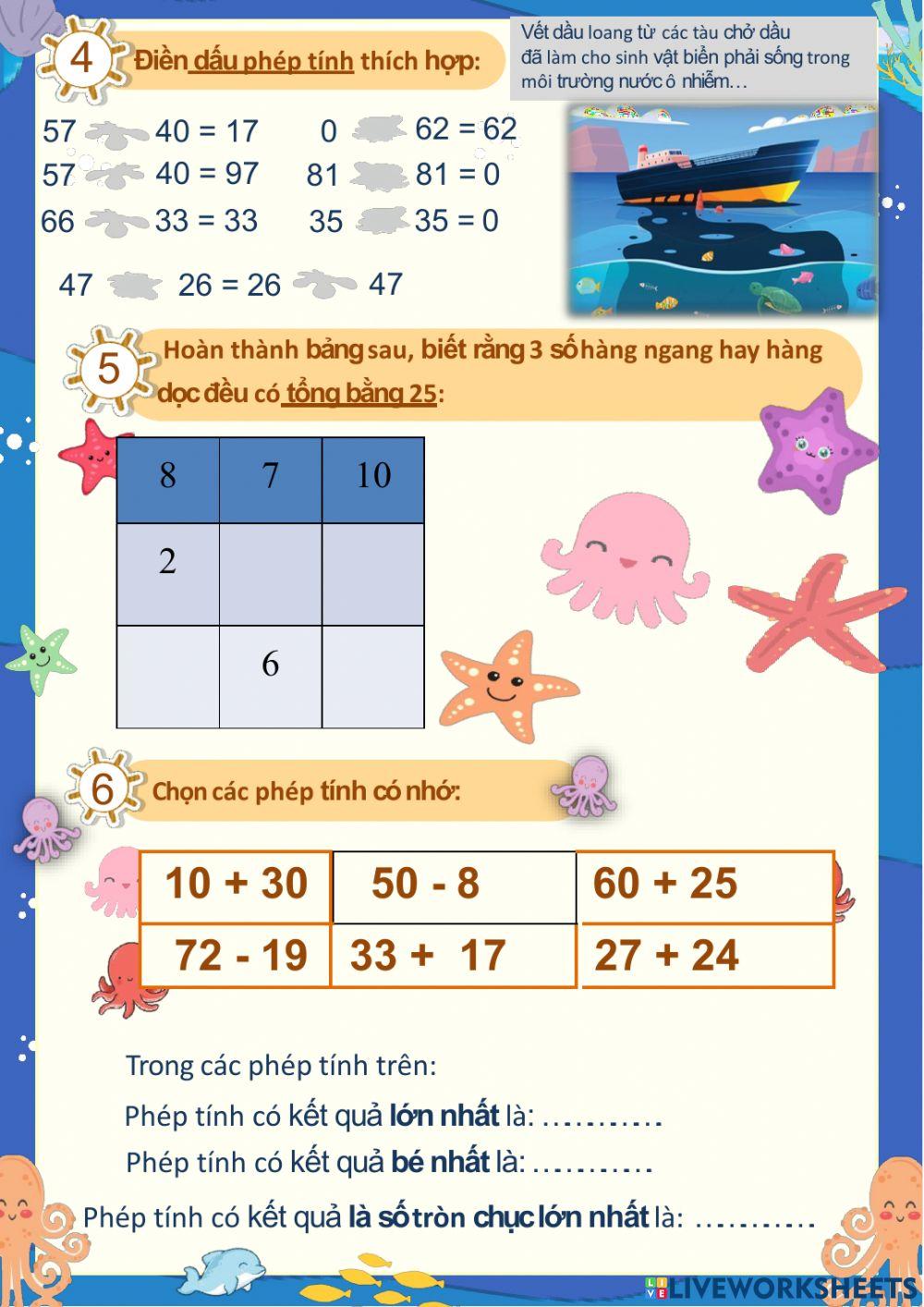 Phiếu bài tập Toán cuối tuần 17