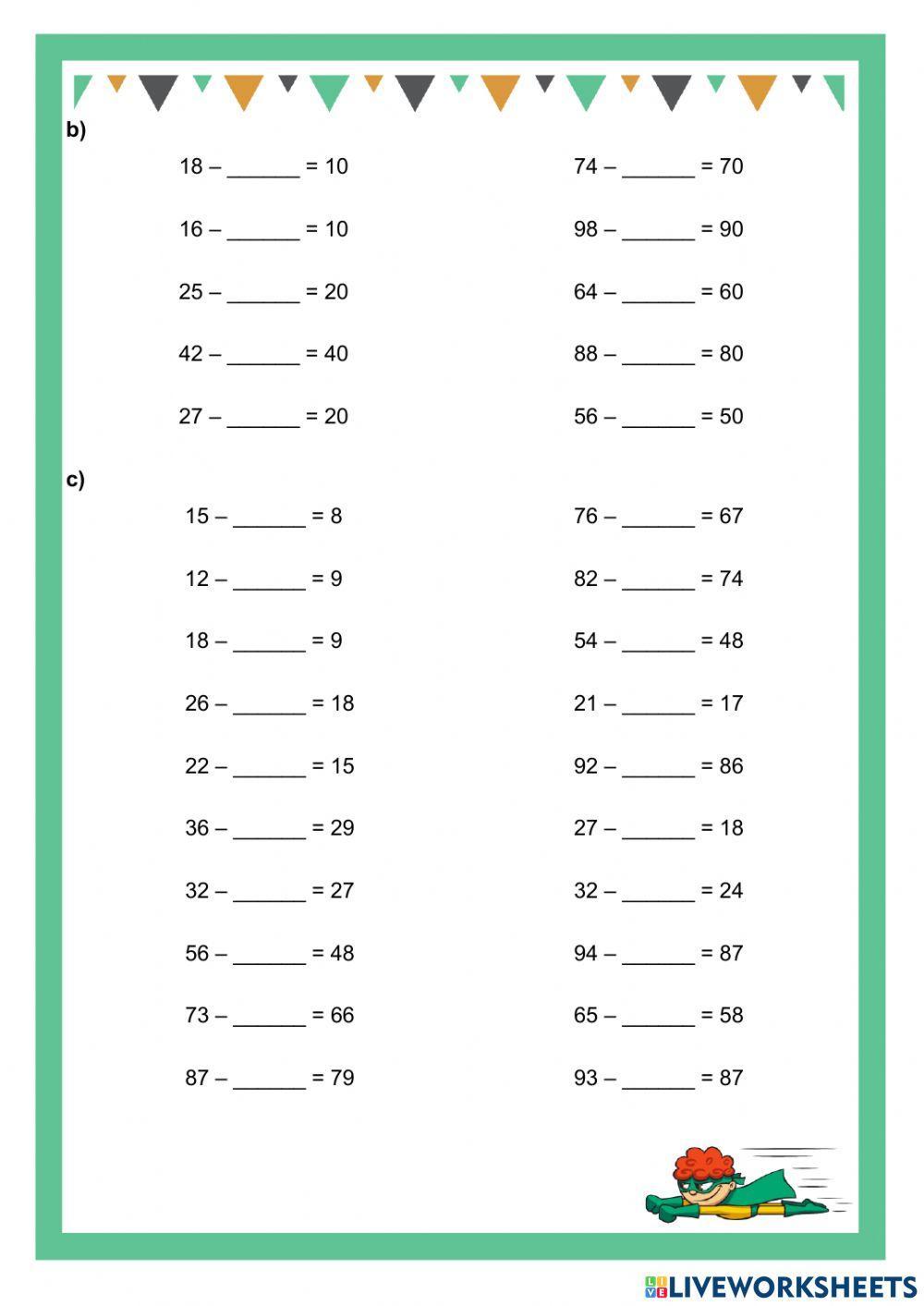 15.1-Tìm số còn thiếu trong phép tính trừ
