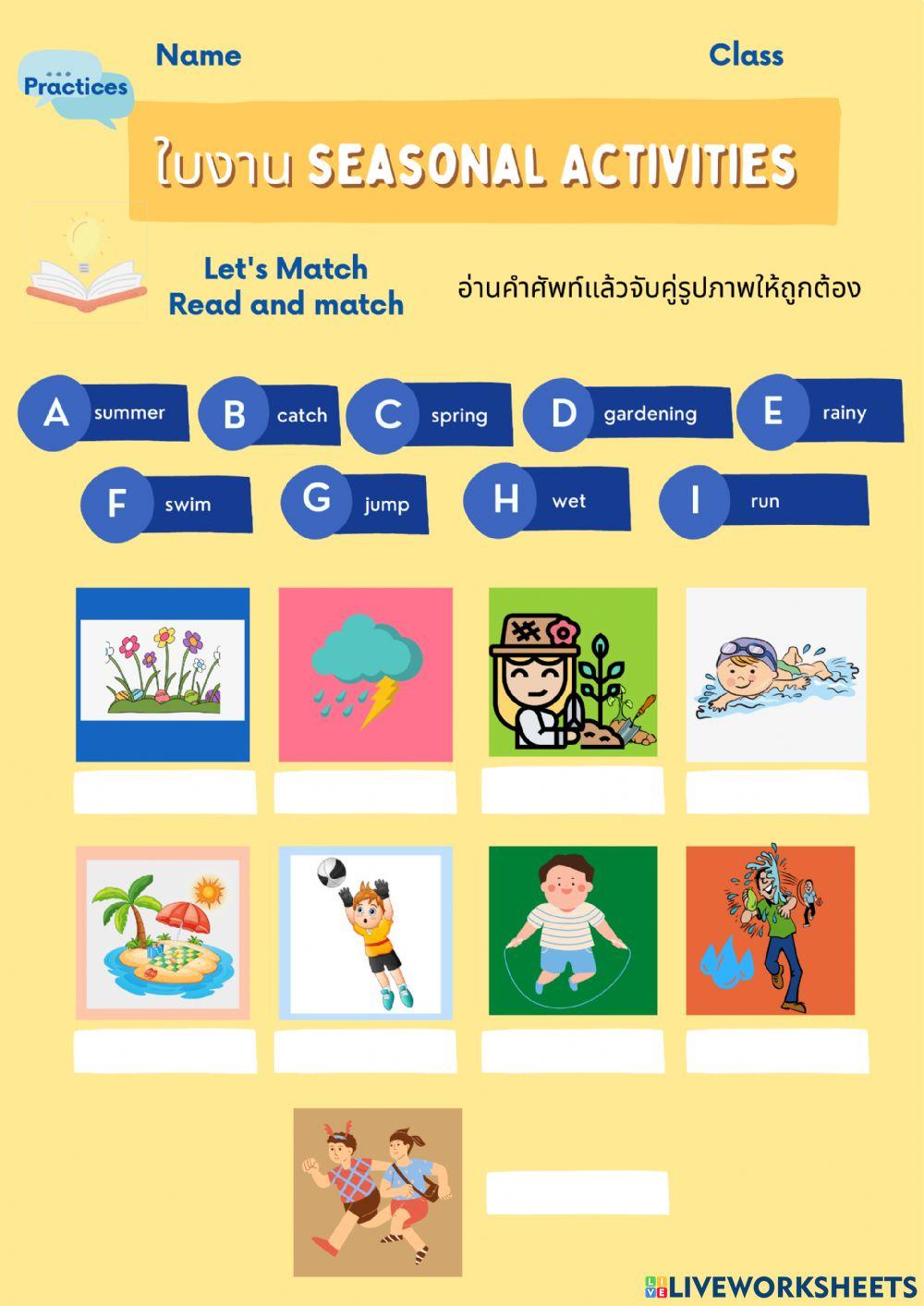 Seasonal activities online worksheet Live Worksheets