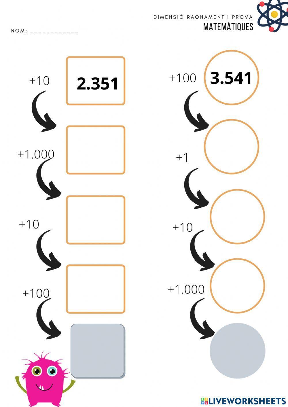 Sumes restes desenes centenes